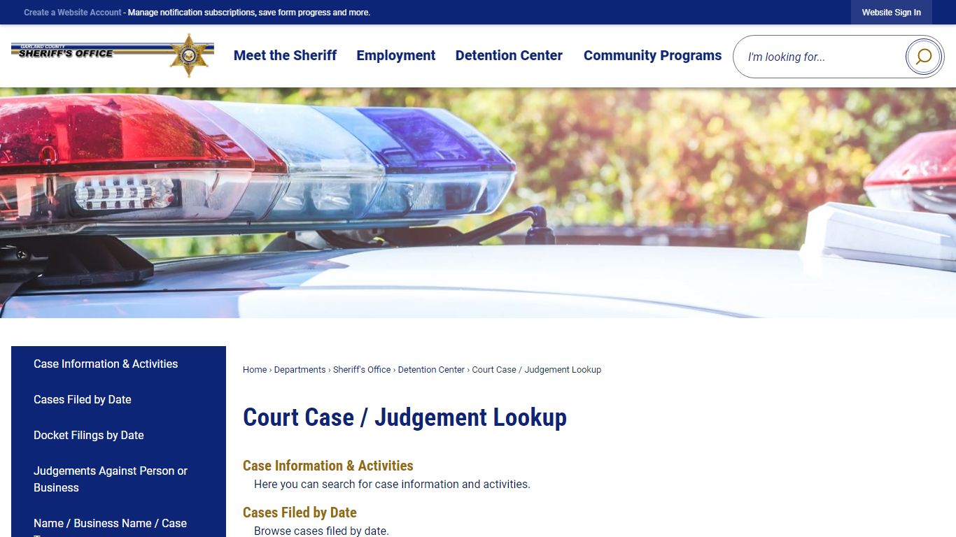 Court Case / Judgement Lookup | Garland County, AR
